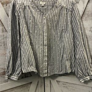 J. Crew Blue and White Striped Blouse